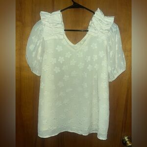 Entro Cream Ruffled Blouse